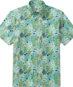 Yiume Men's Tropicial Fish Hawaiian Shirt
