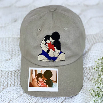 Personalized Dad Hat with Custom Embroidered Photo - Unique Dad Gi