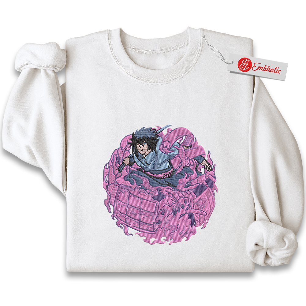Sasuke Uchiha Embroidered Sweatshirt, Naruto Shirt, Anime Embroidered Sweatshirt
