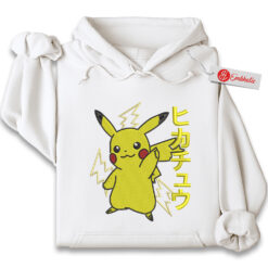 Pikachu Embroidered Hoodie, Pokemon Shirt, PKM Shirt, Anime Embroidered Hoodie