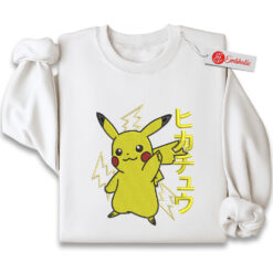 Pikachu Embroidered Sweatshirt, Pokemon Shirt, PKM Shirt, Anime Embroidered Sweatshirt