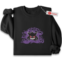 Gengar Embroidered Sweatshirt, Pokemon Shirt, PKM Shirt, Anime Embroidered Sweatshirt
