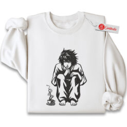 L Embroidered Sweatshirt, Death Note Shirt, Anime Embroidered Sweatshirt