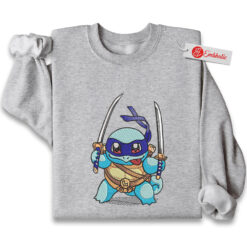 Squirtle Embroidered Sweatshirt, Pokemon Shirt, PKM Shirt, Anime Embroidered Sweatshirt