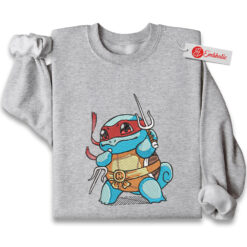 Squirtle Embroidered Sweatshirt, Pokemon Shirt, PKM Shirt, Anime Embroidered Sweatshirt