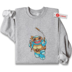 Squirtle Embroidered Sweatshirt, Pokemon Shirt, PKM Shirt, Anime Embroidered Sweatshirt
