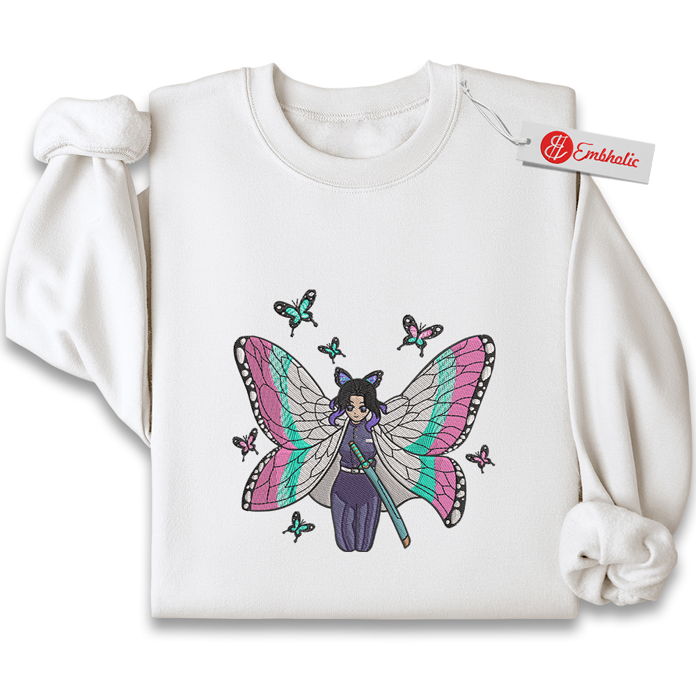 Shinobu Kocho Embroidered Sweatshirt, Demon Slayer Shirt, Anime Embroidered Sweatshirt Shinobu Kocho Embroidered Sweatshirt, Demon Slayer Shirt, Anime Embroidered Sweatshirt