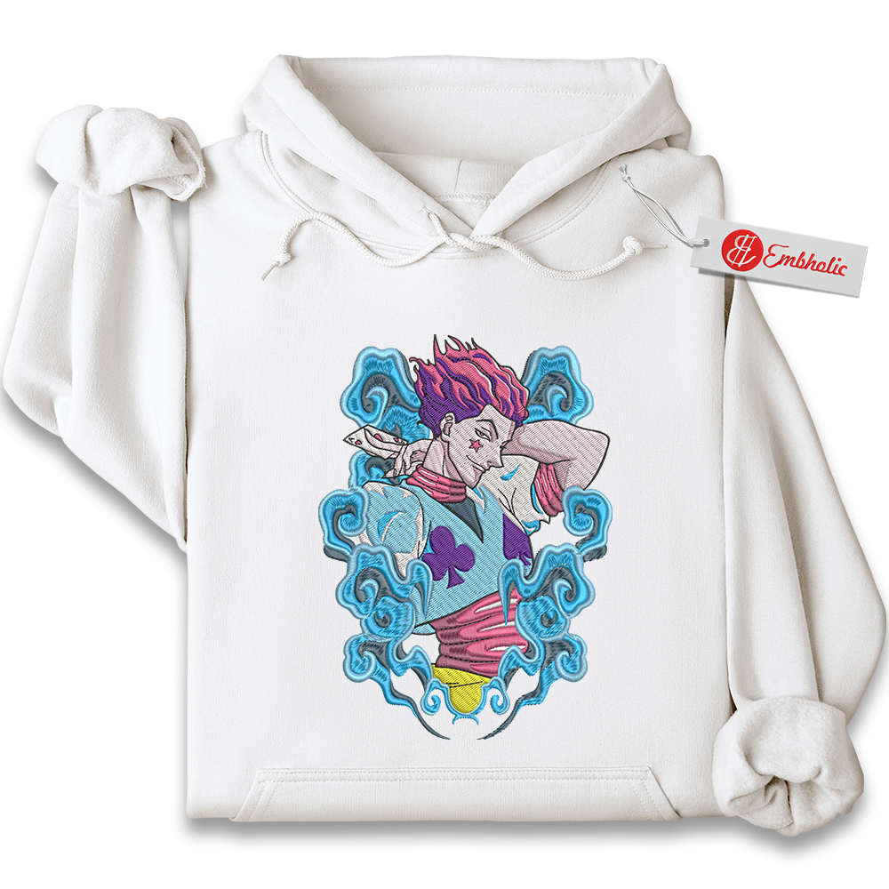 Hisoka Embroidered Hoodie, Hunter x Hunter Shirt, HxH Shirt, Anime Embroidered Hoodie Hisoka Embroidered Hoodie, Hunter x Hunter Shirt, HxH Shirt, Anime Embroidered Hoodie