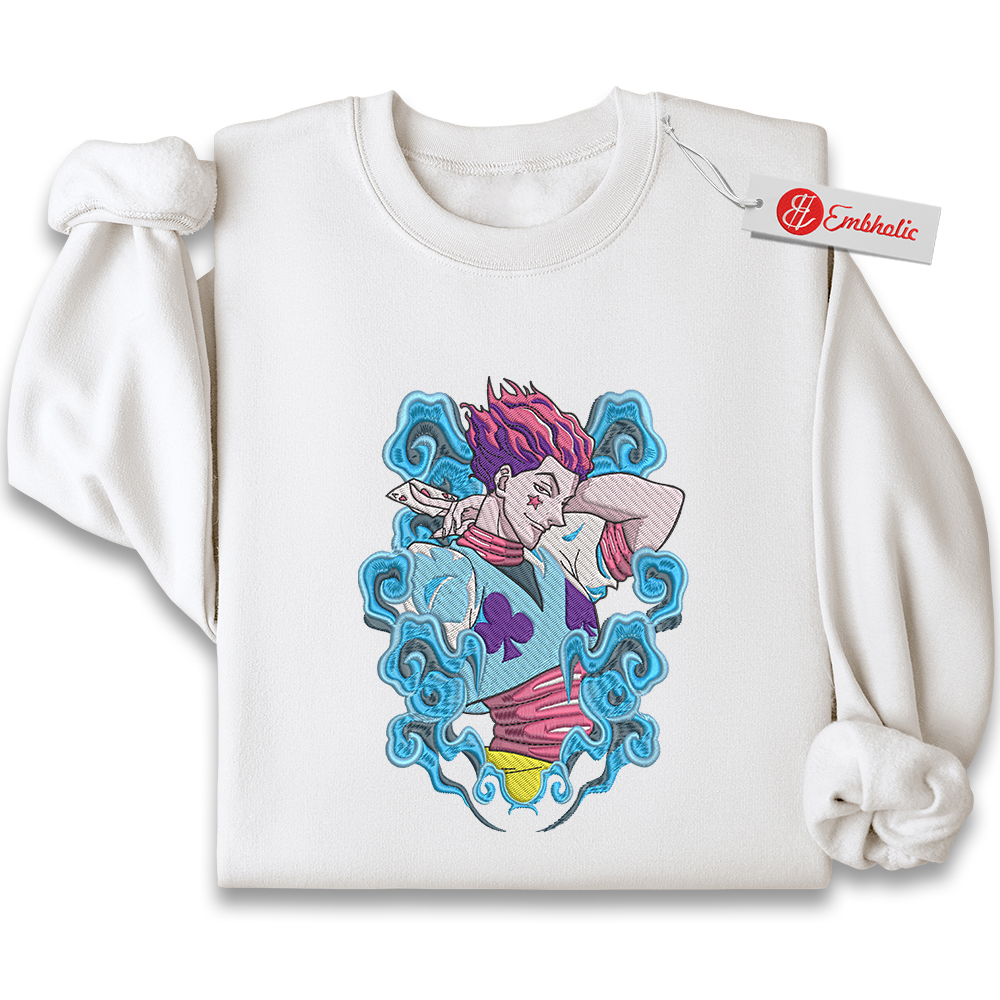 Hisoka Embroidered Sweatshirt, Hunter x Hunter Shirt, HxH Shirt, Anime Embroidered Sweatshirt Hisoka Embroidered Sweatshirt, Hunter x Hunter Shirt, HxH Shirt, Anime Embroidered Sweatshirt