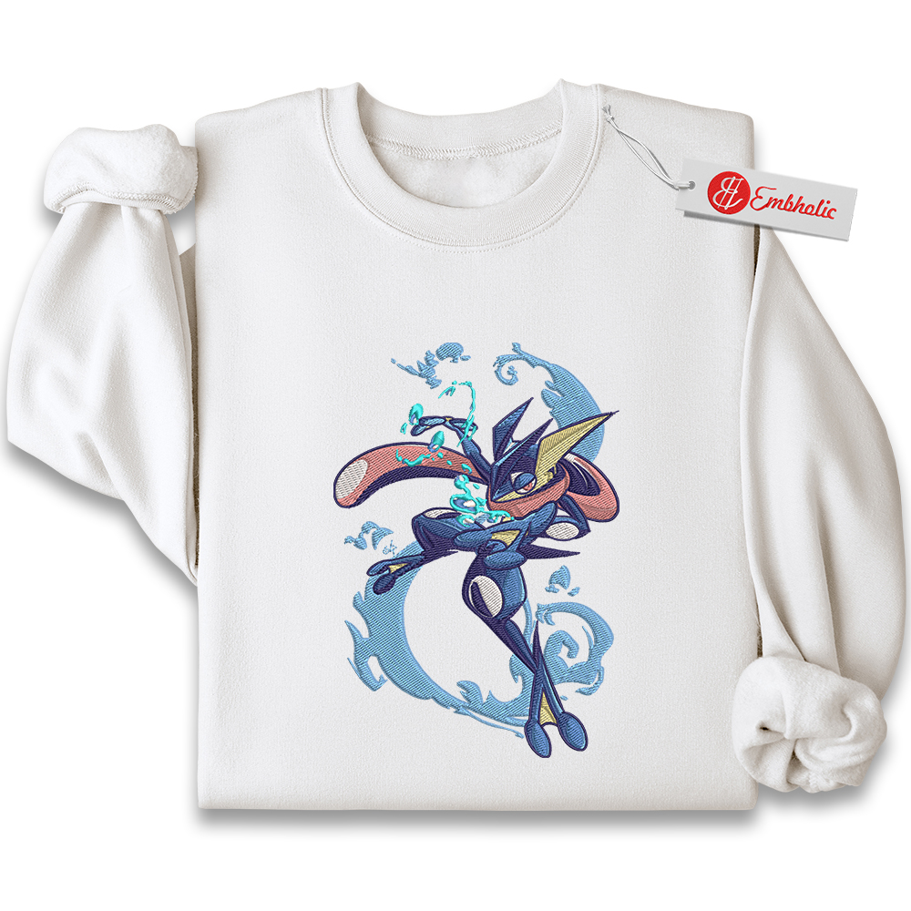 Greninja Embroidered Sweatshirt, Pokemon Shirt, PKM Shirt, Anime Embroidered Sweatshirt Greninja Embroidered Sweatshirt, Pokemon Shirt, PKM Shirt, Anime Embroidered Sweatshirt