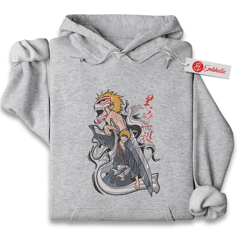 Ichigo Kurosaki Embroidered Hoodie, Bleach Shirt, Anime Embroidered Hoodie Ichigo Kurosaki Embroidered Hoodie, Bleach Shirt, Anime Embroidered Hoodie