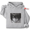 L Embroidered Hoodie, Death Note Shirt, Anime Embroidered Hoodie
