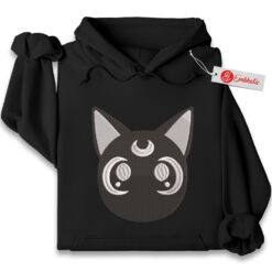 Luna Cat Embroidered Hoodie, Sailor Moon Shirt, Anime Embroidered Hoodie