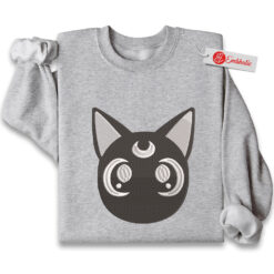 Embroidered Luna Cat Sweatshirt, Sailor Moon Shirt, Anime Embroidered Sweatshirt